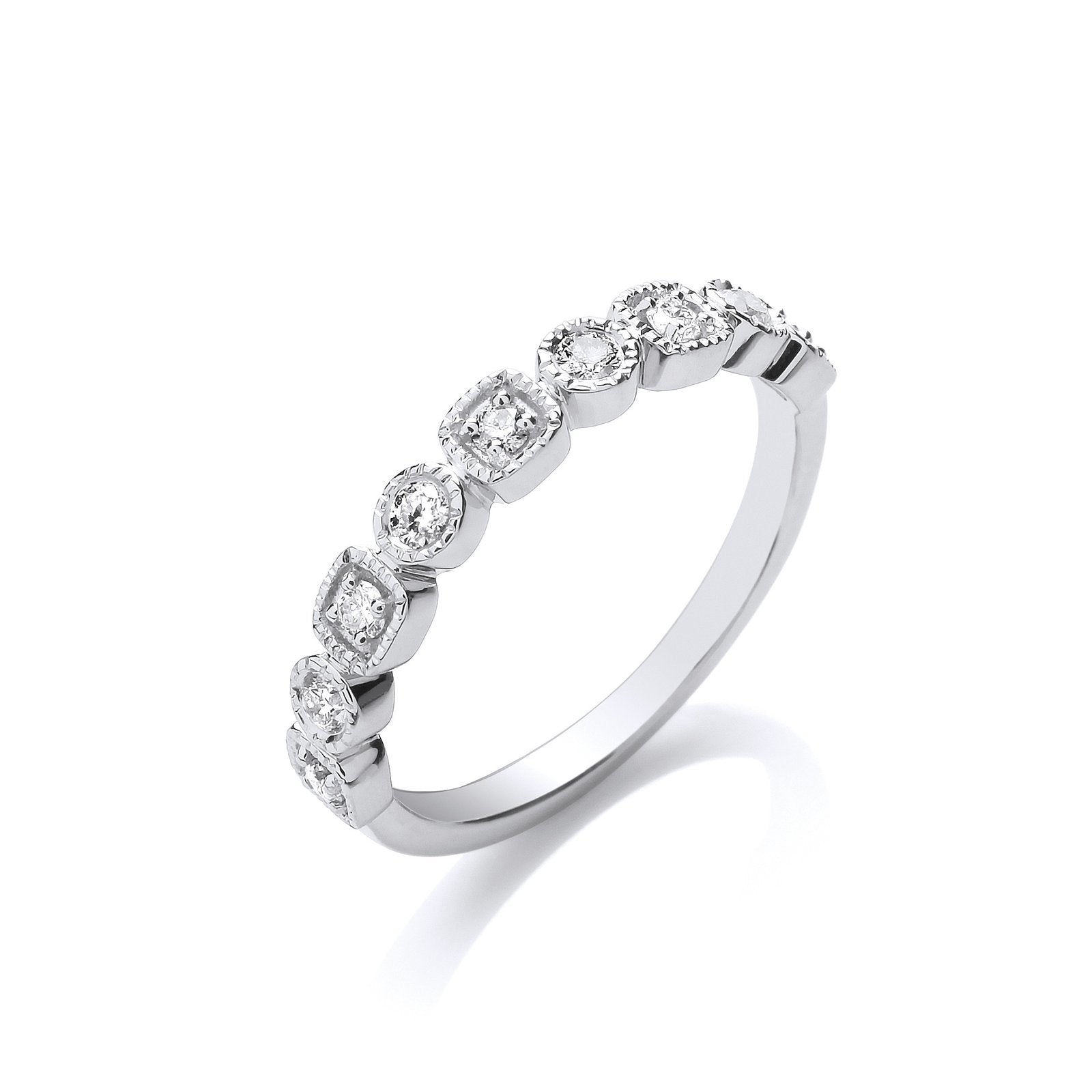 9ct White Gold Half Eternity 0.25ctw Diamond Ring - Fine Ring - Certified Authentic – Luxury Jewellery by Imperial Tim